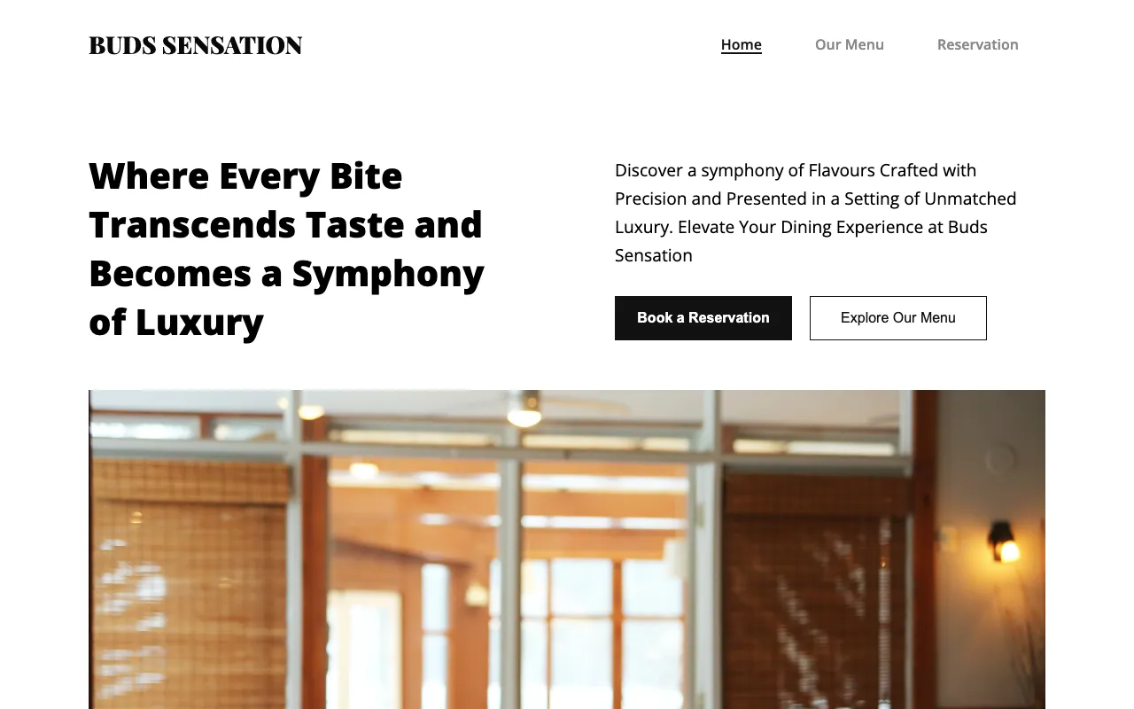 Buds Sensation — restaurant landing page