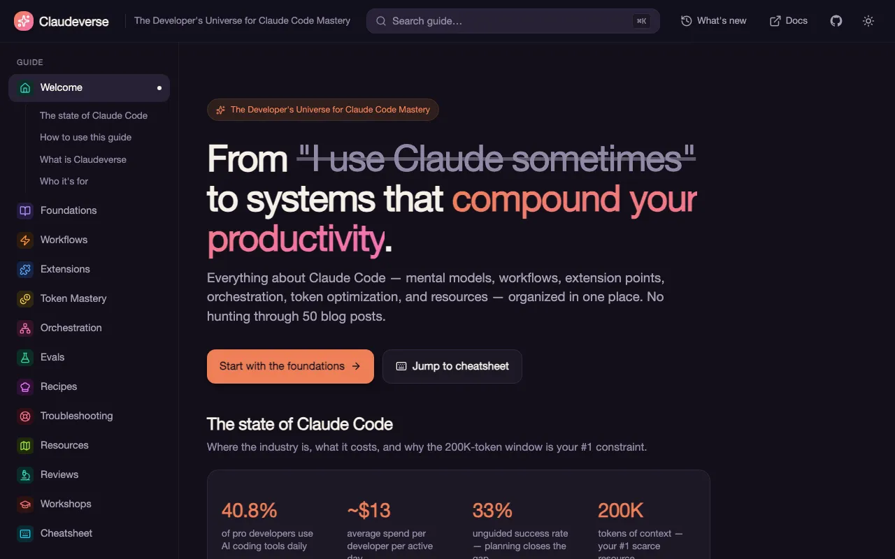 ClaudeVerse — open guide to Claude Code mastery