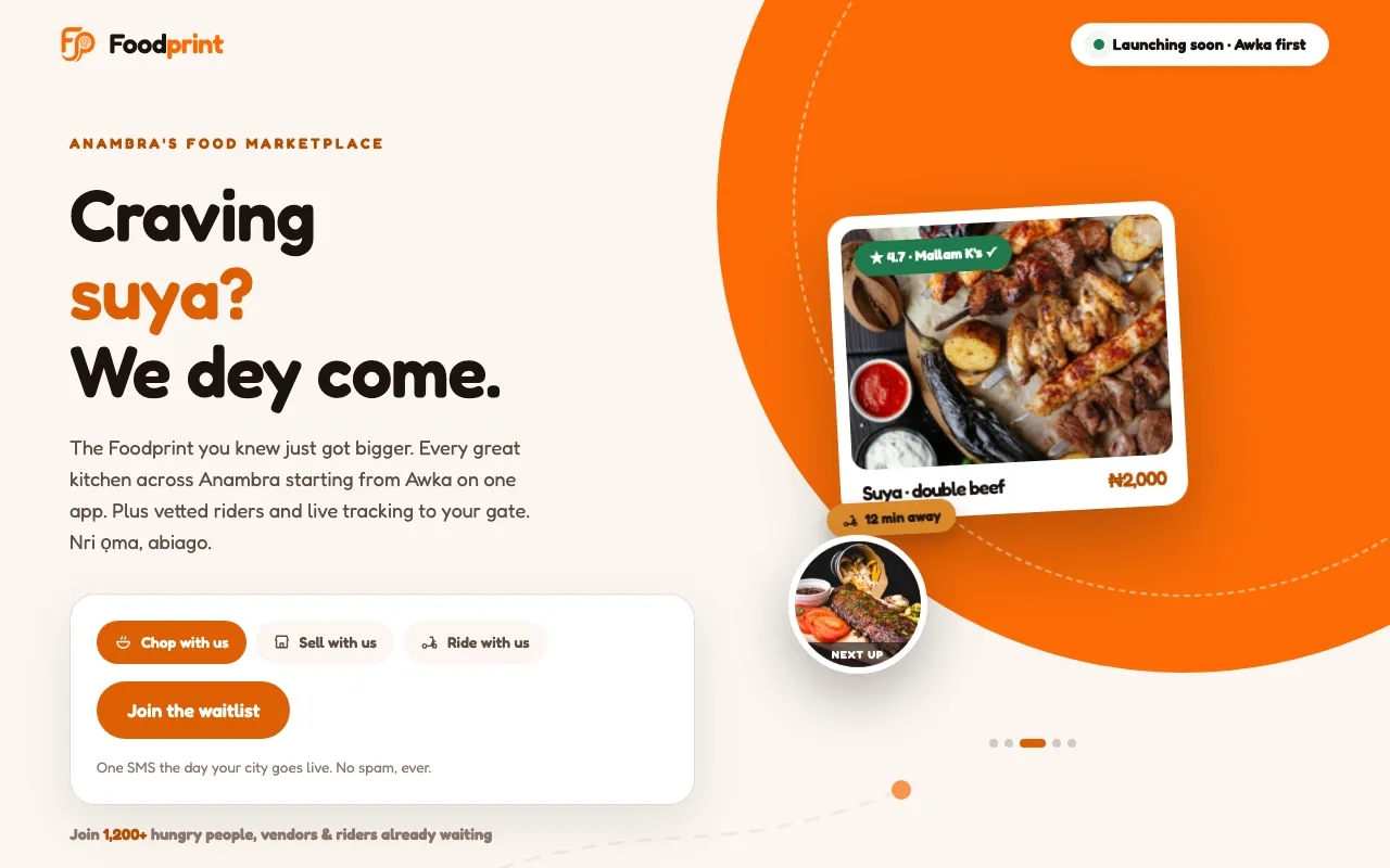 Foodprint — food ordering marketplace for Anambra